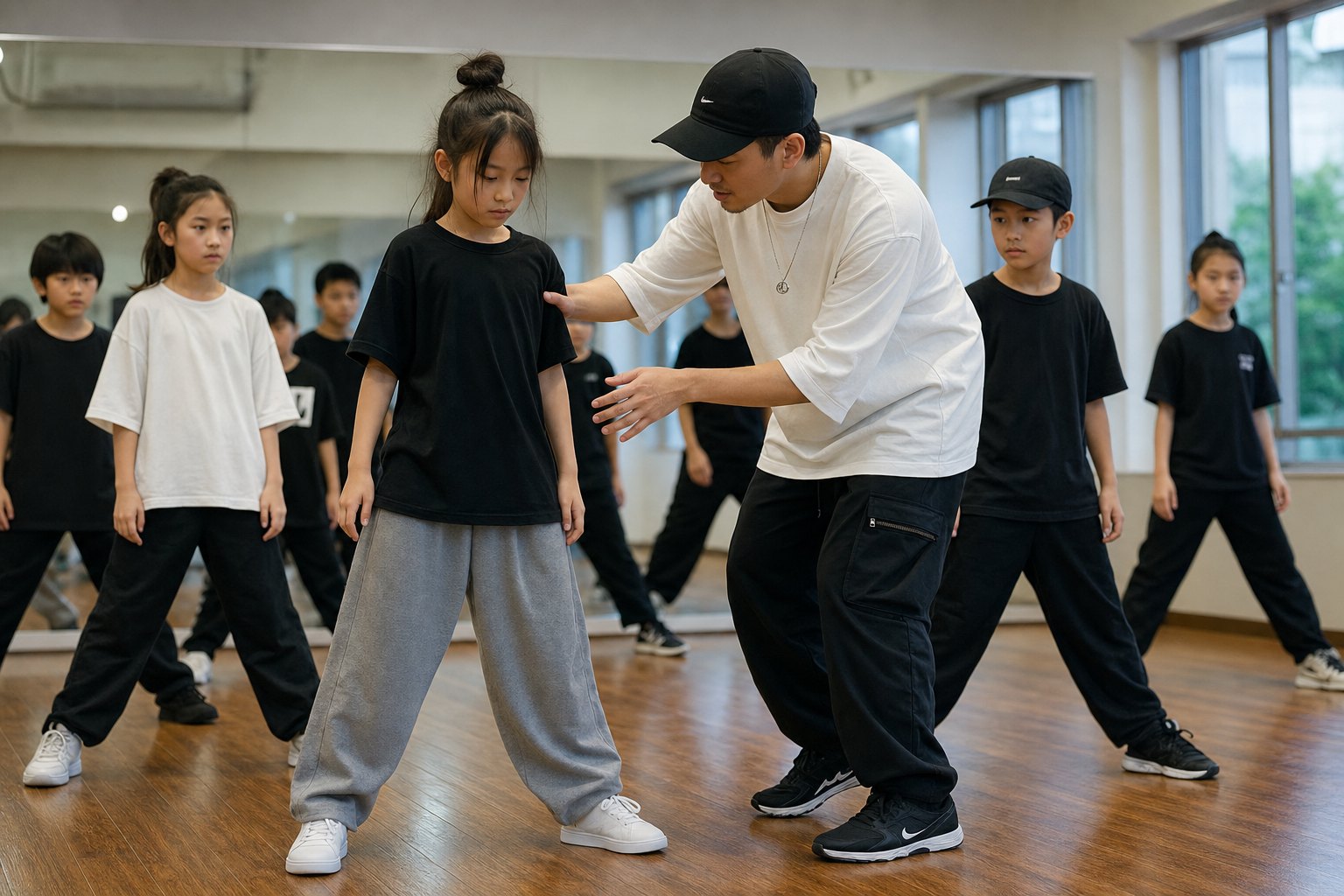 ヒップホップの練習で一生懸命さと見せ方の違いを学ぶ子ども