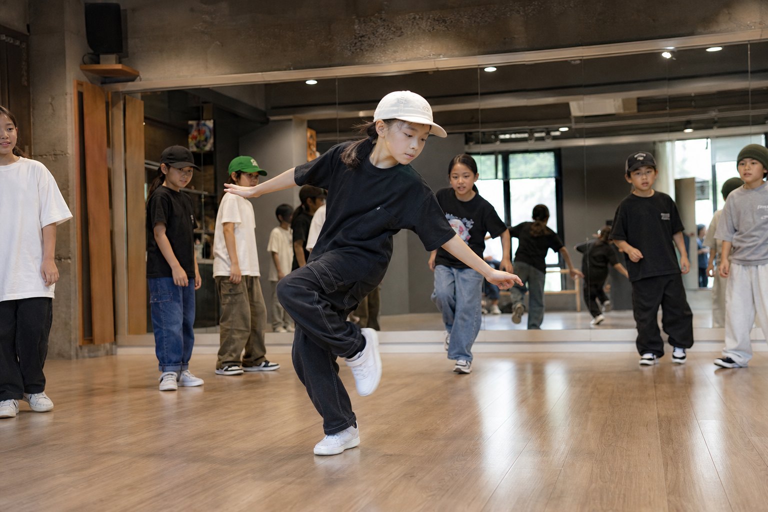 ストリートダンスのステップを覚えるだけでなく使い方を考える子ども